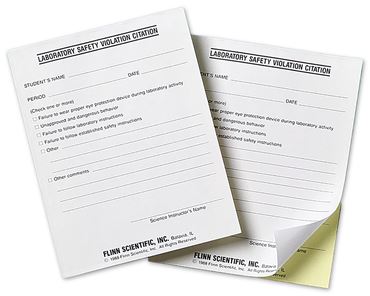 Lab Safety Violation Citation for Liability Reduction in the School Laboratory