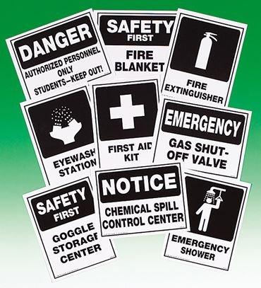 Personal Lab Safety and Emergency Equipment Signs