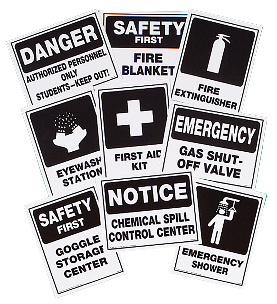 Personal Lab Safety and Emergency Equipment Signs