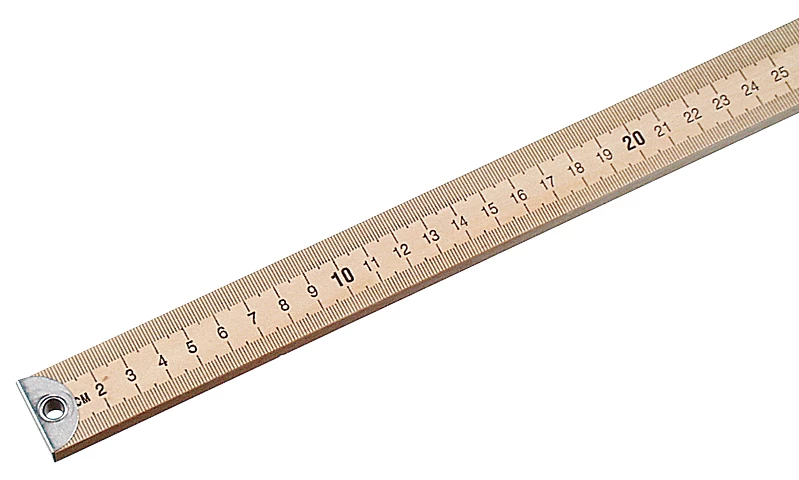 Meter Stick, Hardwood, English/Metric, 1 Meter, Brass Ends