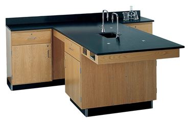 4-Student Perimeter Lab Station for Science Classroom with Fixtures