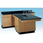 4-Student Perimeter Lab Station for Science Classroom with Fixtures