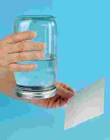 jar, screen, laminated card