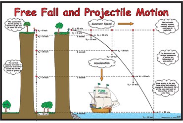 Free Fall and Projectile Motion Poster for Physical Science and Physics