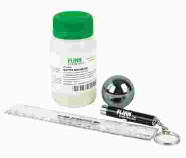ruler, laser, steel sphere