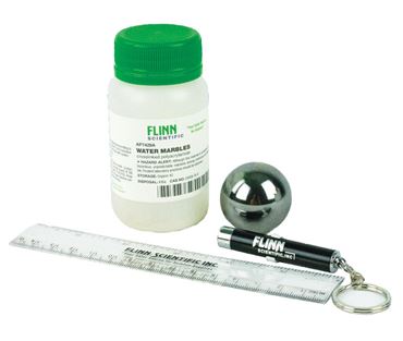 ruler, laser, steel sphere