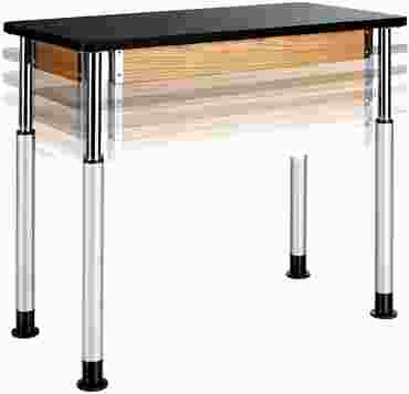 Adjustable Student Lab Table, Plastic Laminate, 24" x 48" x 30"