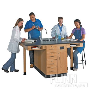 Island Science Lab Station with Fixtures for Four Students