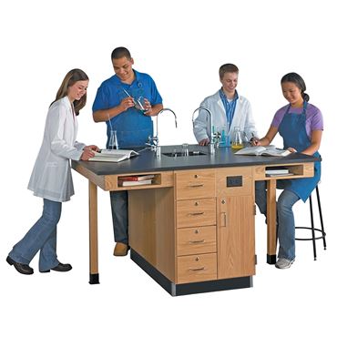 Island Science Lab Station with Fixtures for Four Students