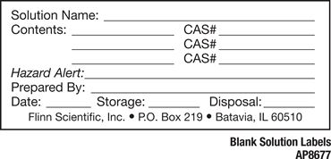 Chemical Solution Labels