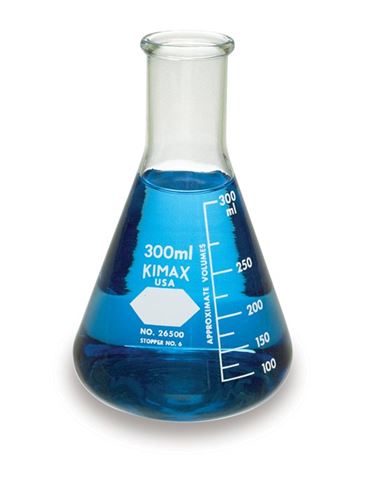 Pyrex® Narrow Mouth Erlenmeyer Flasks with Heavy-Duty Rim, 25 mL