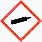 health hazard, flame, exclamation mark, gas cylinder, corrosion, exploding bomb, flame over circle, skull and crossbones