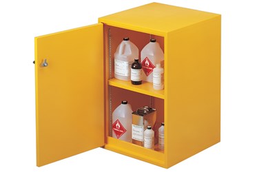 flammables, yellow, cabinet, chemical storage
