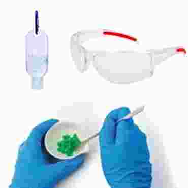 Safety Glasses, Hand Sanitizer and Gloves PPE Bundle
