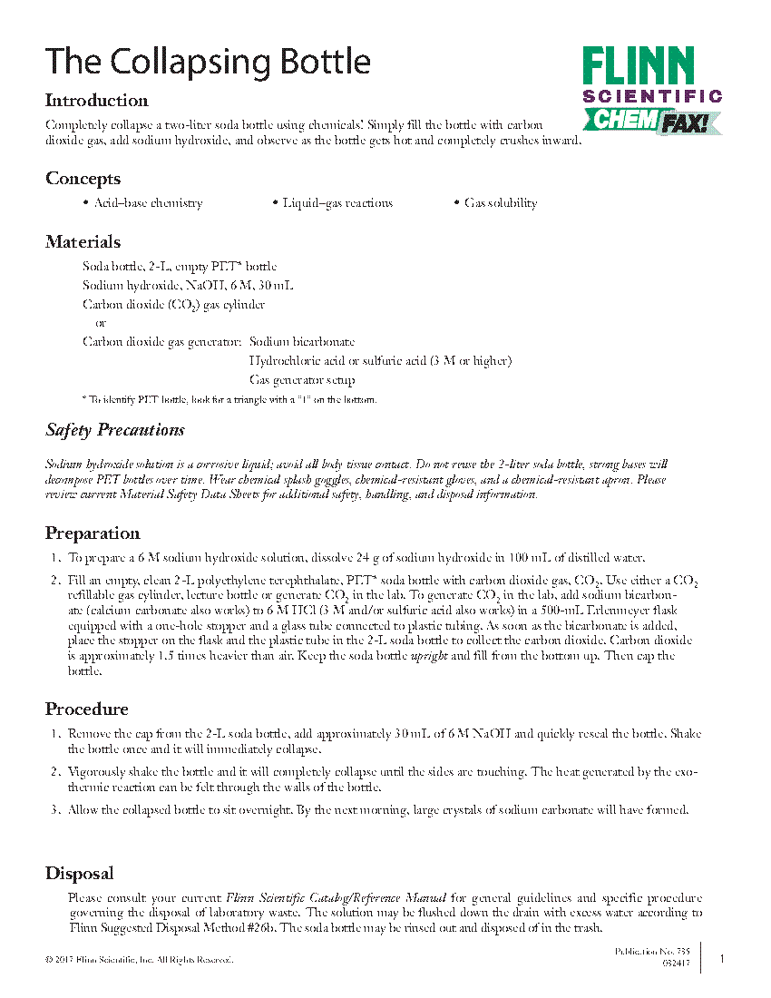 The Collapsing Bottle Flinn Scientific