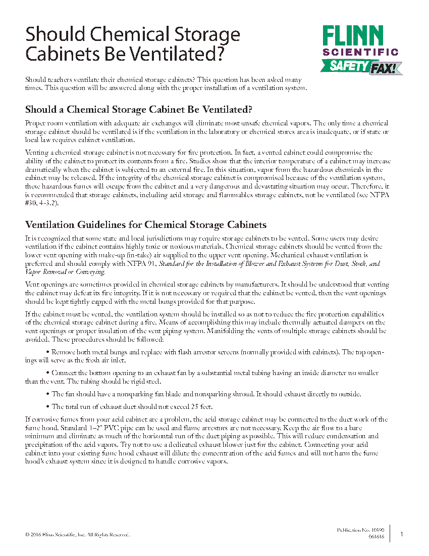 Should Chemical Storage Be Ventilated? Flinn Scientific