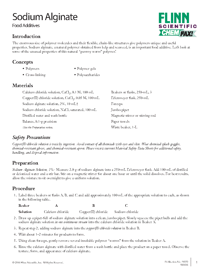 Sodium Alginate Flinn Scientific