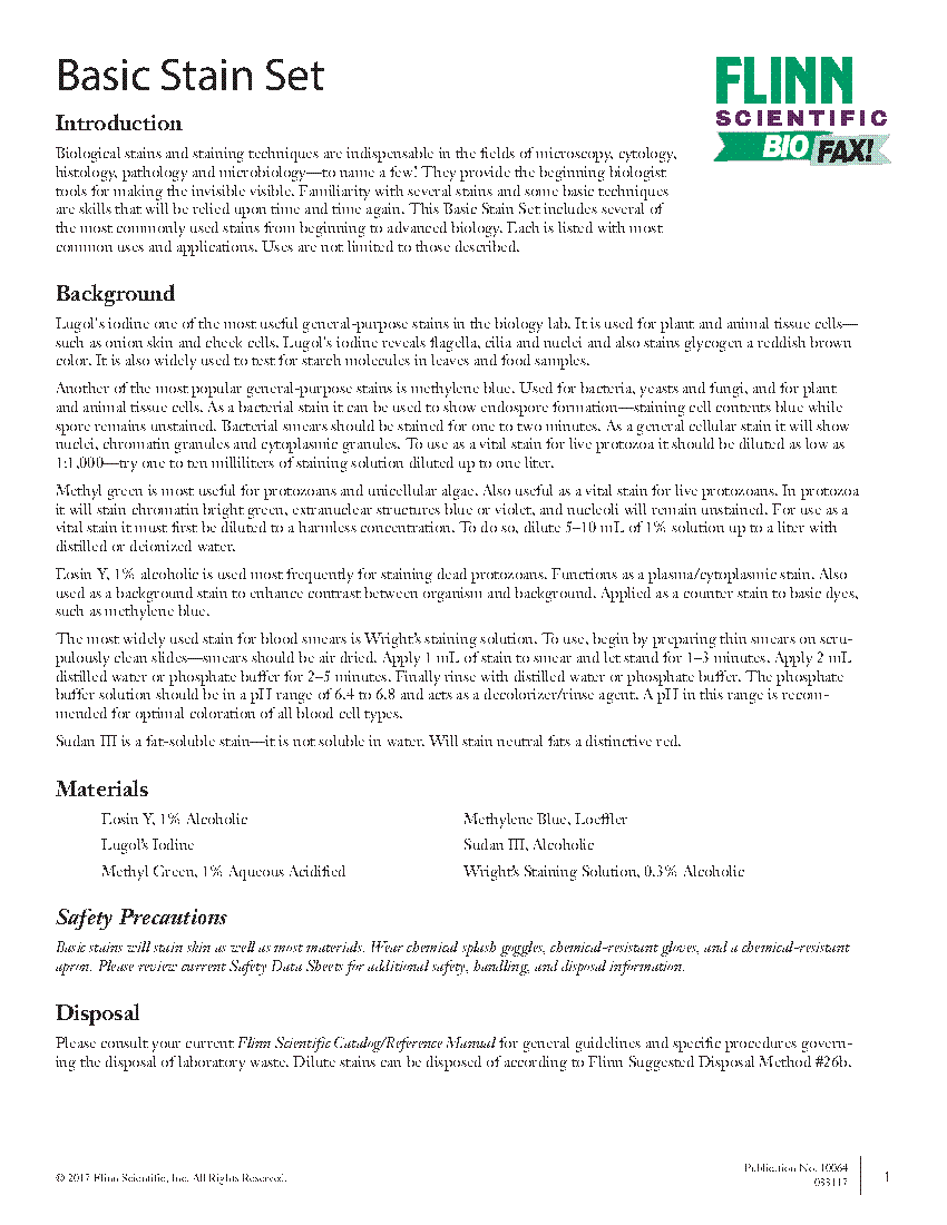 Basic Stain Set for Microscopy