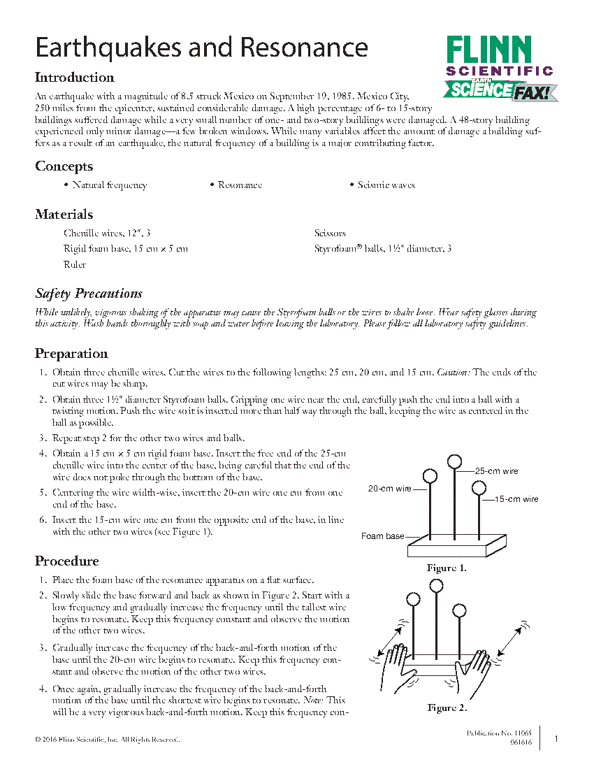 Earthquakes and Resonance Flinn Scientific